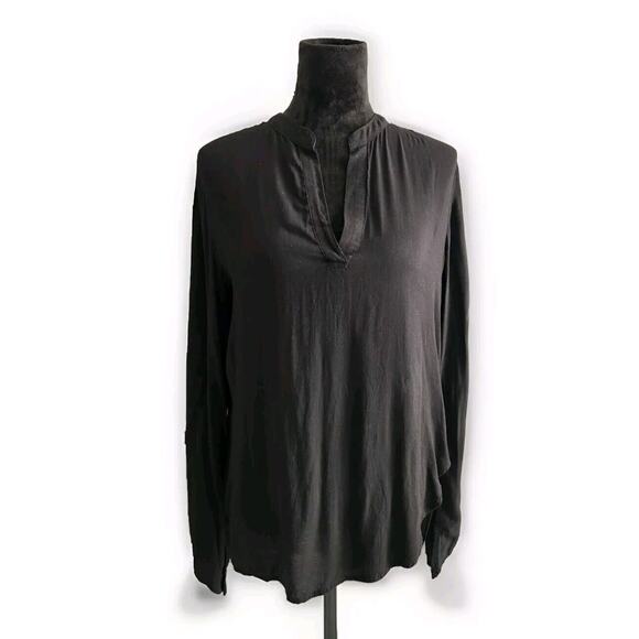 Cloth & Stone Women's Hi Low Black Long Sleeves V Neck Blouse Size M - Picture 1 of 7